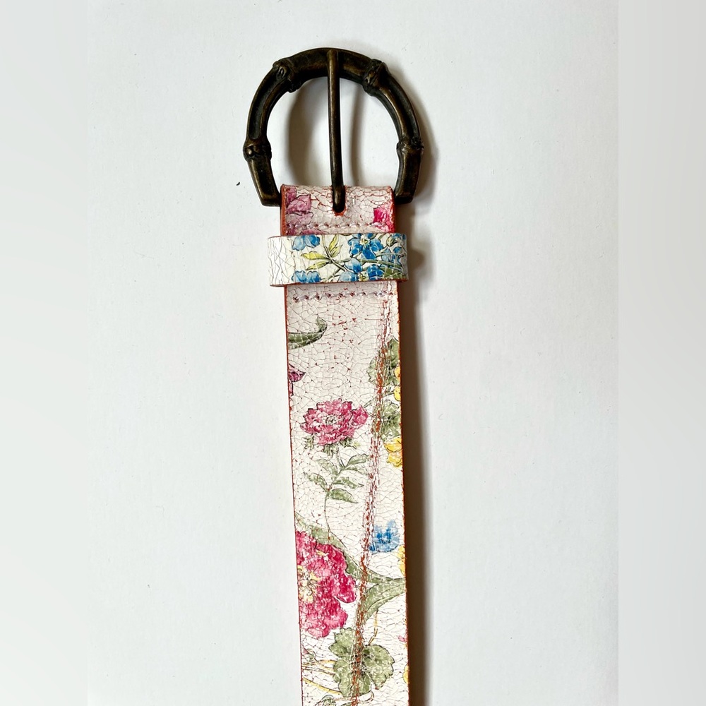 🌸 Garuglieri Floral Leather Belt – Made in Italy 🇮🇹